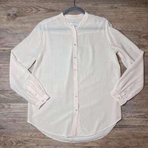 Equipment Femme Womens Pale‎ Peach Long Sleeve Tunic Button Up Shirt Size Large